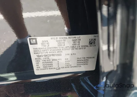 2015 GMC Yukon Slt from USA, damaged, VIN 1GKS1BKC5FR672993